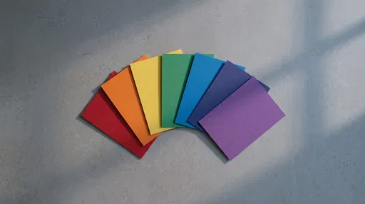 Rainbow Paper Swatches on Gray Surface