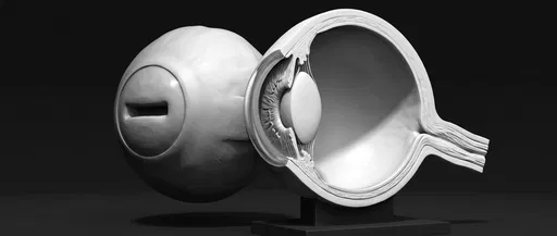 Monochrome 3D Goat Eye Anatomy Model