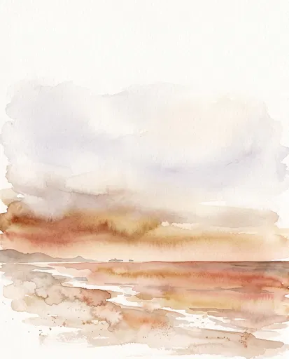 Warm Earthy Watercolor Sunset Beach Background