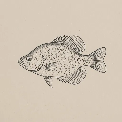 Charcoal Linework Crappie Fish Illustration