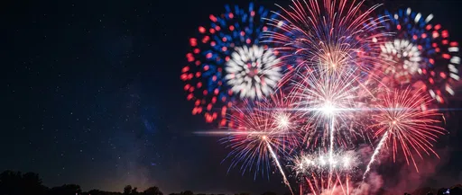 Red White and Blue Fireworks Banner