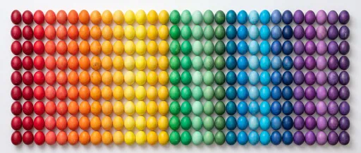 Rainbow Gradient Easter Eggs Flat Lay