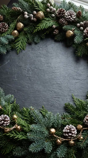 Holiday Evergreen Frame on Dark Slate