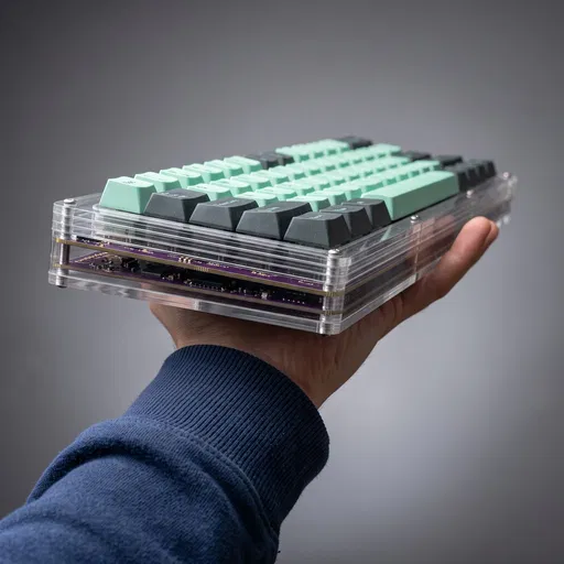 Hand Holding Custom Acrylic Mechanical Keyboard