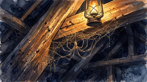 Watercolor Cellar Spider Under Lantern Light