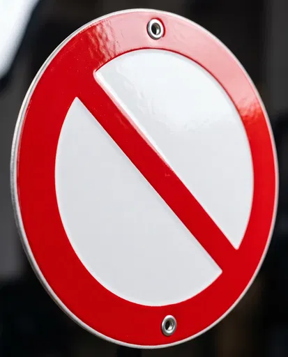 Close-Up of Blank Red Prohibition Sign