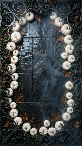 Gothic Iron and White Pumpkin Frame