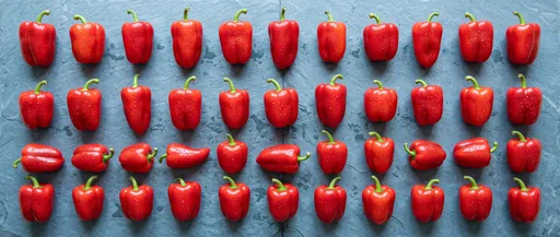 Red Bell Peppers Grid on Slate