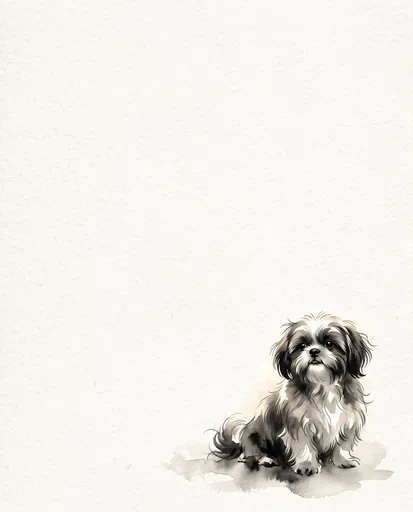 Watercolor Shih Tzu on Textured Paper