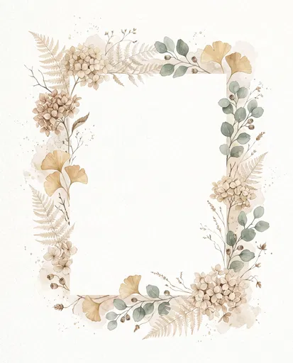 Watercolor Autumn Botanical Rectangular Frame