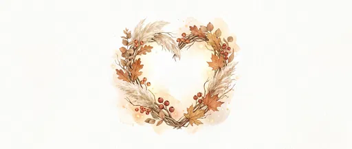 Watercolor Autumn Heart Wreath Illustration