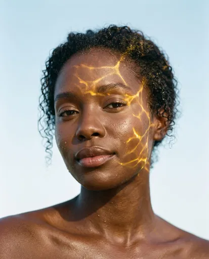 Woman with Golden Water Caustic Light
