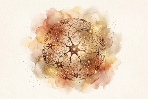 Watercolor Neural Network Sphere Illustration