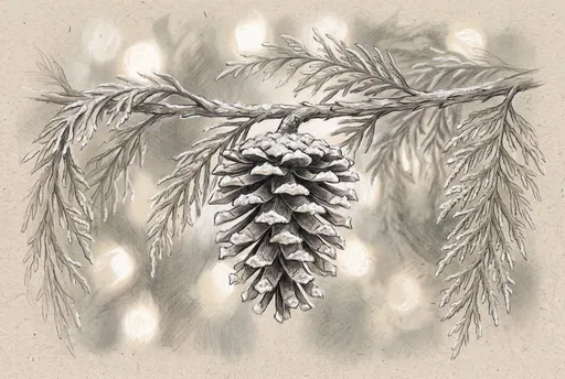Graphite Drawing of Frosted Pine Cone