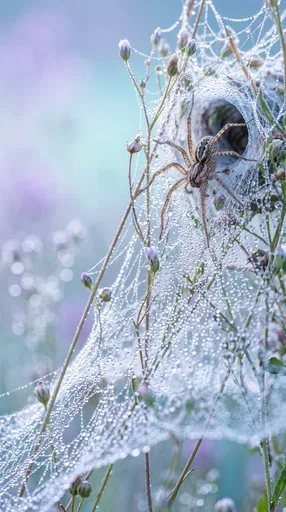 Grass Spider on Dewy Funnel Web