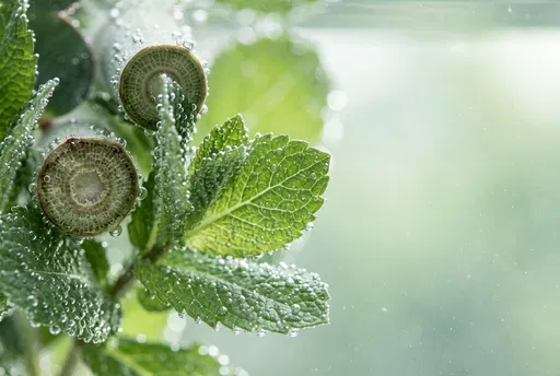 Macro Mint Leaves and Stems Underwater