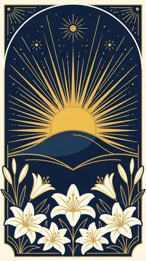 Golden Dawn and White Easter Lilies Illustration