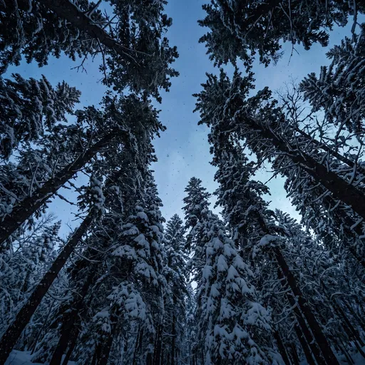 Snowy Pine Forest Blue Hour Canopy