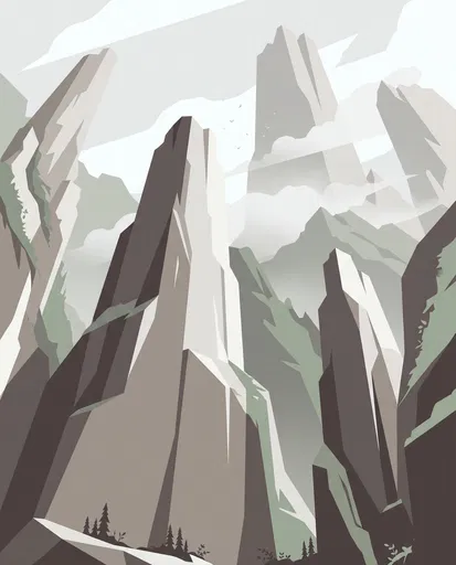 Geometric Mountain Crags Flat Illustration