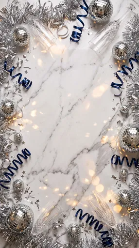 Festive Silver and Blue Marble Frame