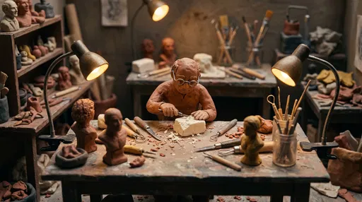Claymation Sculptor in Miniature Studio