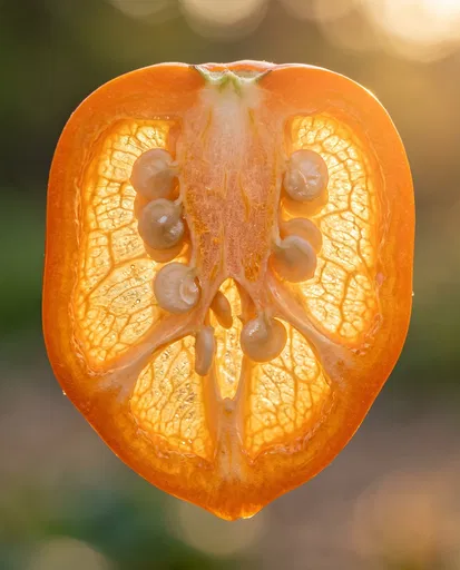 Backlit Orange Habanero Pepper Cross Section