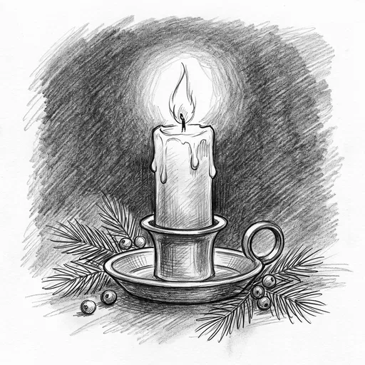 Graphite Sketch of Vintage Christmas Candle