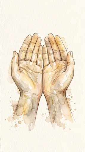 Watercolor Open Cupped Hands Illustration