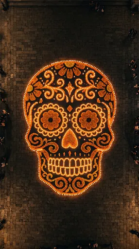 Aerial Marigold Day of the Dead Skull
