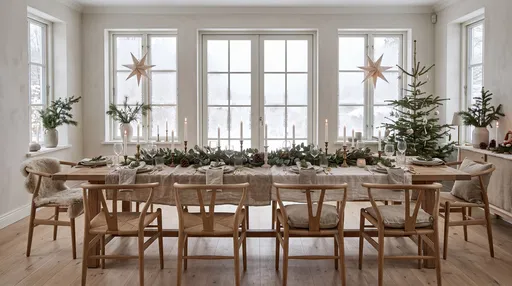 Serene Nordic Christmas Dining Room Interior