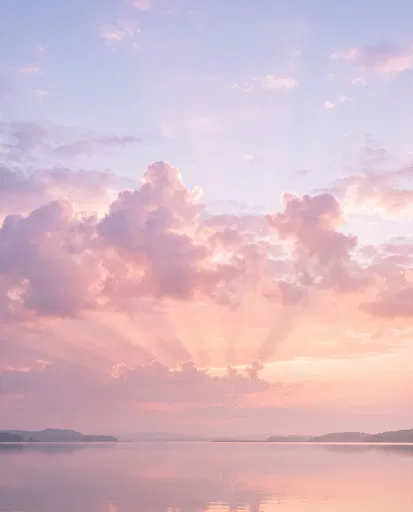 Pastel Pink Dawn Over Calm Lake