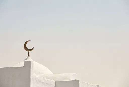 Minimalist White Mosque Dome With Crescent