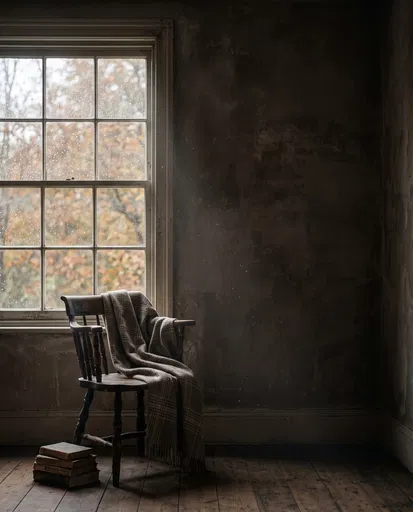 Moody Autumn Room With Wooden Chair