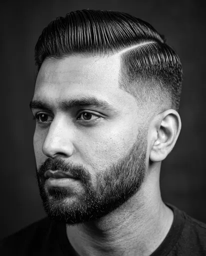 Monochrome Portrait of Man with Undercut