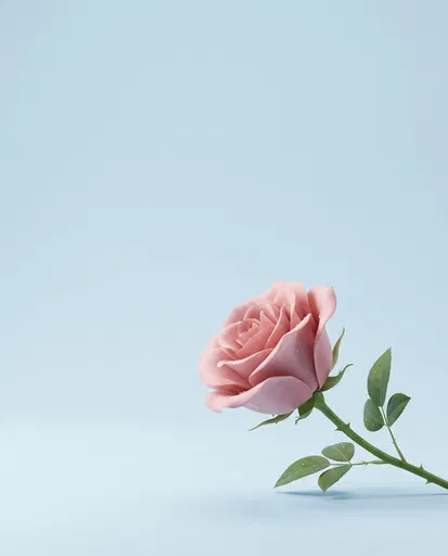 Pink Rose on Light Blue Background