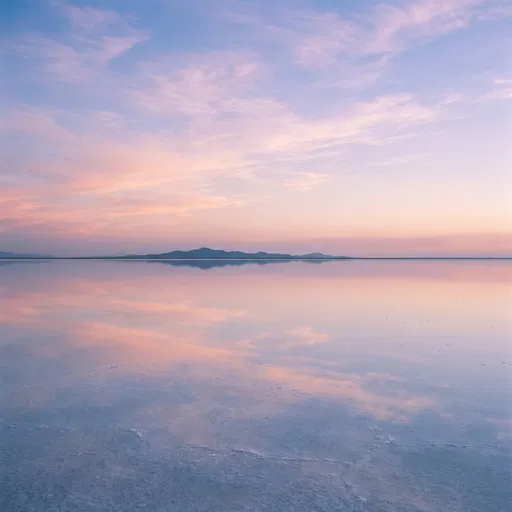 Pastel Sunset Reflection Over Salt Flat
