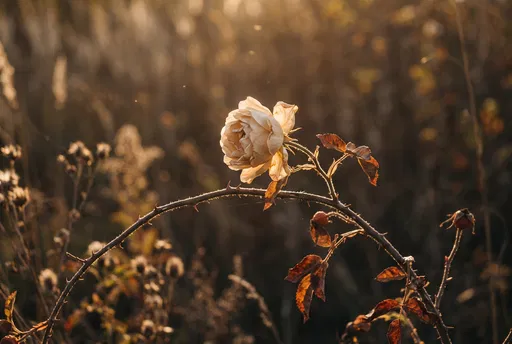 Wild Rose in Golden Autumn Light