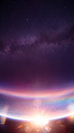 Violet Starfield Above Glowing Atmospheric Horizon