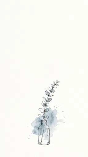 Minimalist Eucalyptus Stem in Glass Bottle Illustration