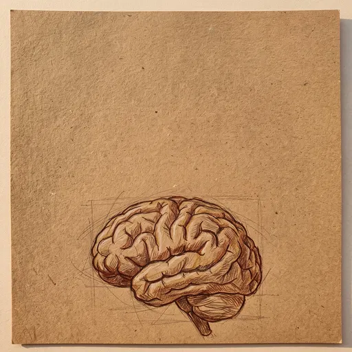 Brain Sketch on Textured Kraft Paper