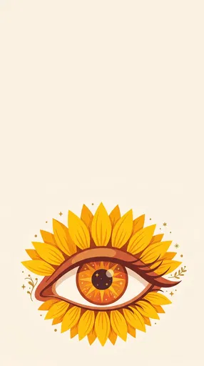 Mystical Sunflower Eye Flat Illustration