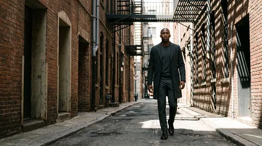 Man Walking Down Brick Alleyway