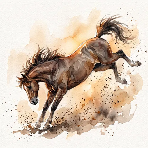 Dynamic Watercolor Bucking Bronco Illustration