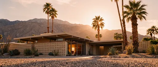 Mid-Century Modern Desert Home at Sunset