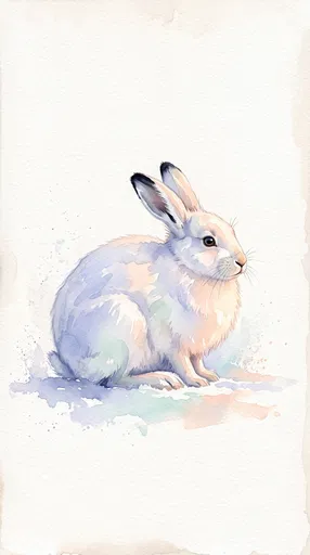 Pastel Watercolor Arctic Hare Illustration