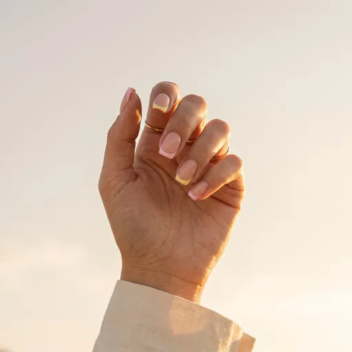 Hand With Pastel French Tip Nails