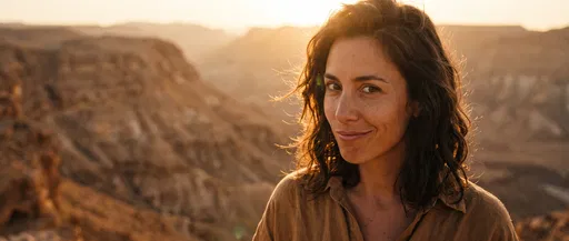Woman Smirking in Golden Hour Canyon