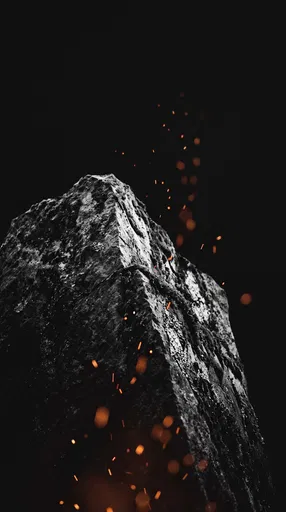 Monochrome Stone Peak With Rising Embers