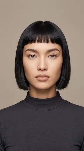 Woman With Blunt Bob Studio Portrait
