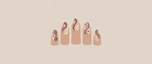 Minimalist Swirl and Heart Nail Art